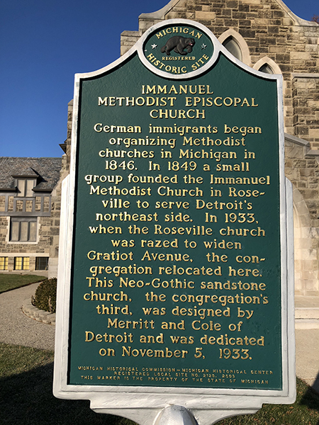 Immanuel Methodist Episcopal Church 1933 Michigan Historical Site